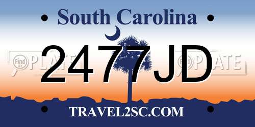2477JD South Carolina License Plate