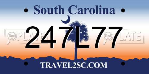 247L77 South Carolina License Plate