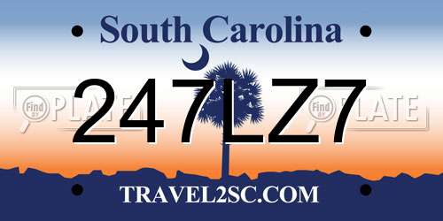 247LZ7 South Carolina License Plate