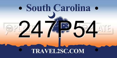 247P54 South Carolina License Plate