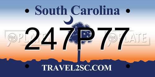 247P77 South Carolina License Plate