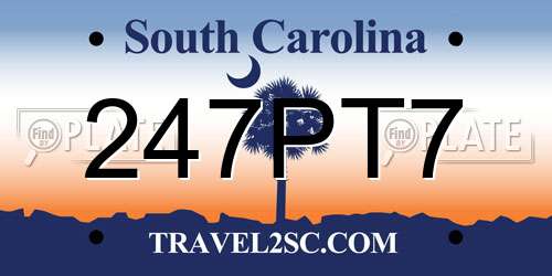 247PT7 South Carolina License Plate