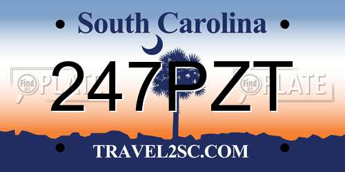 247PZT South Carolina License Plate