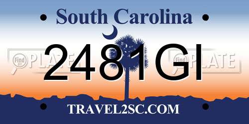 2481GI South Carolina License Plate