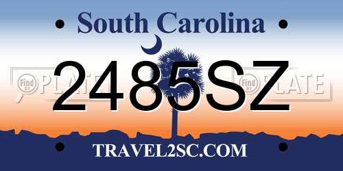 2485SZ South Carolina License Plate