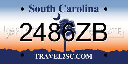 2486ZB South Carolina License Plate