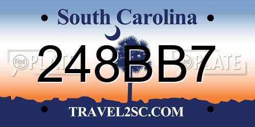248BB7 South Carolina License Plate