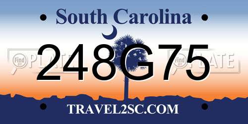248G75 South Carolina License Plate