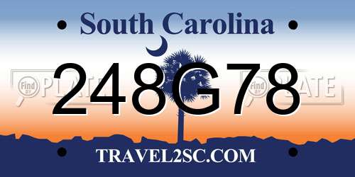 248G78 South Carolina License Plate
