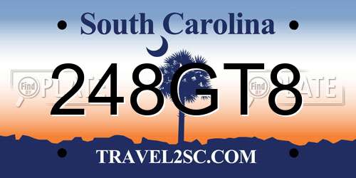 248GT8 South Carolina License Plate