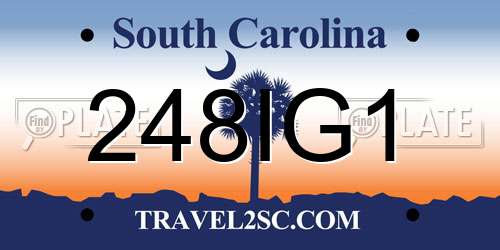248IG1 South Carolina License Plate