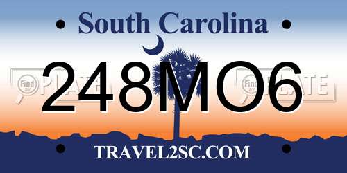 248MO6 South Carolina License Plate