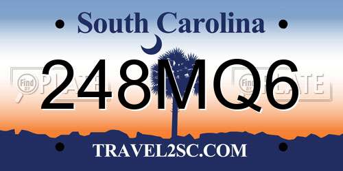 248MQ6 South Carolina License Plate