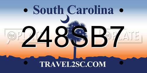 248SB7 South Carolina License Plate