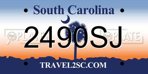 2490SJ South Carolina License Plate