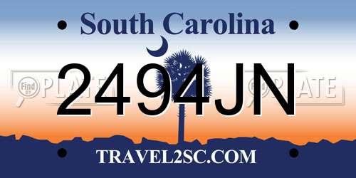 2494JN South Carolina License Plate