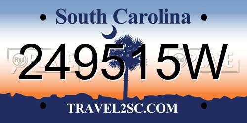249515W South Carolina License Plate