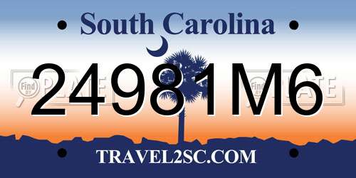 24981M6 South Carolina License Plate