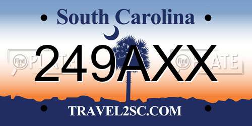 249AXX South Carolina License Plate