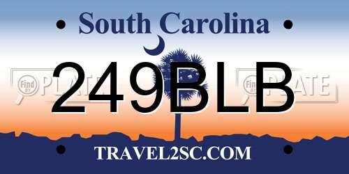 249BLB South Carolina License Plate