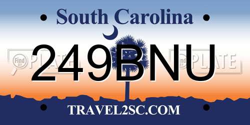 249BNU South Carolina License Plate