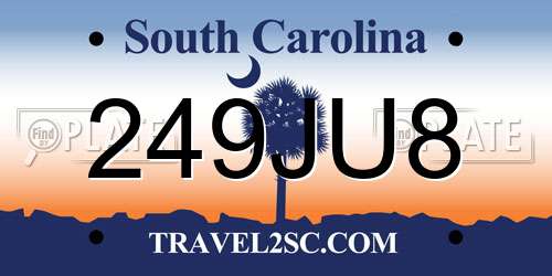 249JU8 South Carolina License Plate
