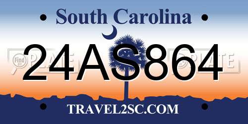 24AS864 South Carolina License Plate