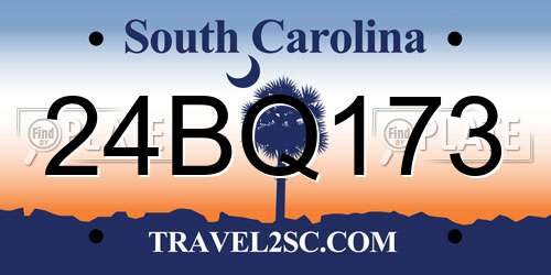 24BQ173 South Carolina License Plate