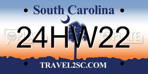 24HW22 South Carolina License Plate