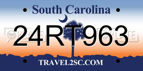 24RT963 South Carolina License Plate