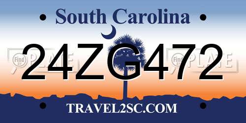 24ZG472 South Carolina License Plate