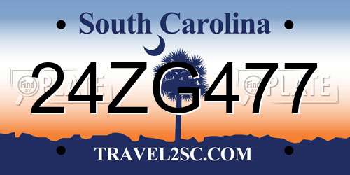 24ZG477 South Carolina License Plate