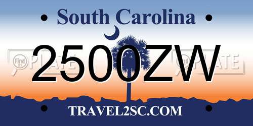 2500ZW South Carolina License Plate