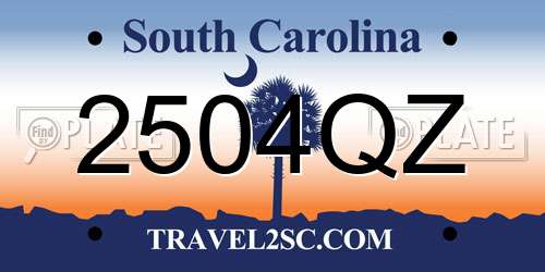 2504QZ South Carolina License Plate