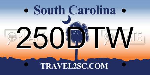 250DTW South Carolina License Plate