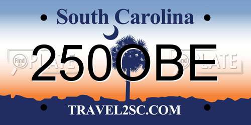 250OBE South Carolina License Plate