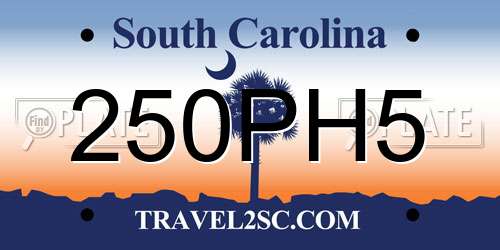 250PH5 South Carolina License Plate