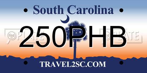 250PHB South Carolina License Plate