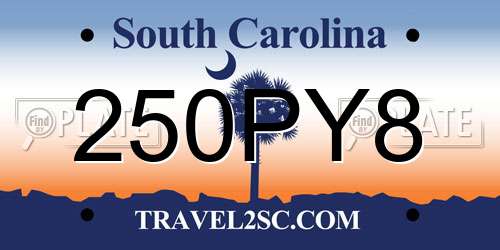 250PY8 South Carolina License Plate
