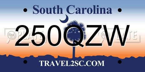 250QZW South Carolina License Plate