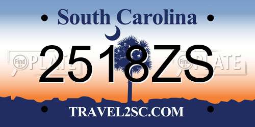 2518ZS South Carolina License Plate