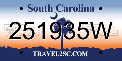 251935W South Carolina License Plate