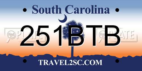 251BTB South Carolina License Plate