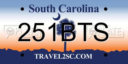 251BTS South Carolina License Plate