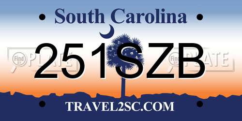 251SZB South Carolina License Plate