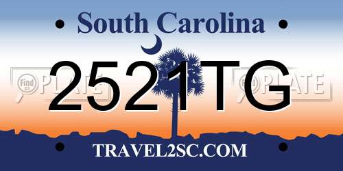 2521TG South Carolina License Plate