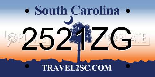 2521ZG South Carolina License Plate