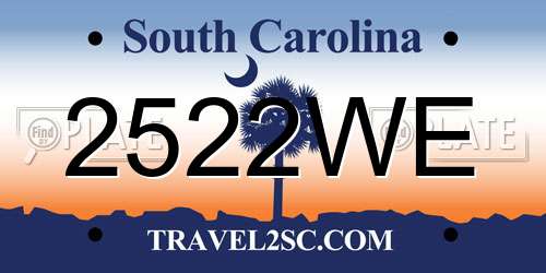 2522WE South Carolina License Plate