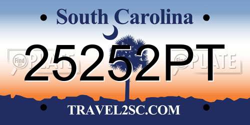 25252PT South Carolina License Plate