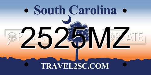 2525MZ South Carolina License Plate